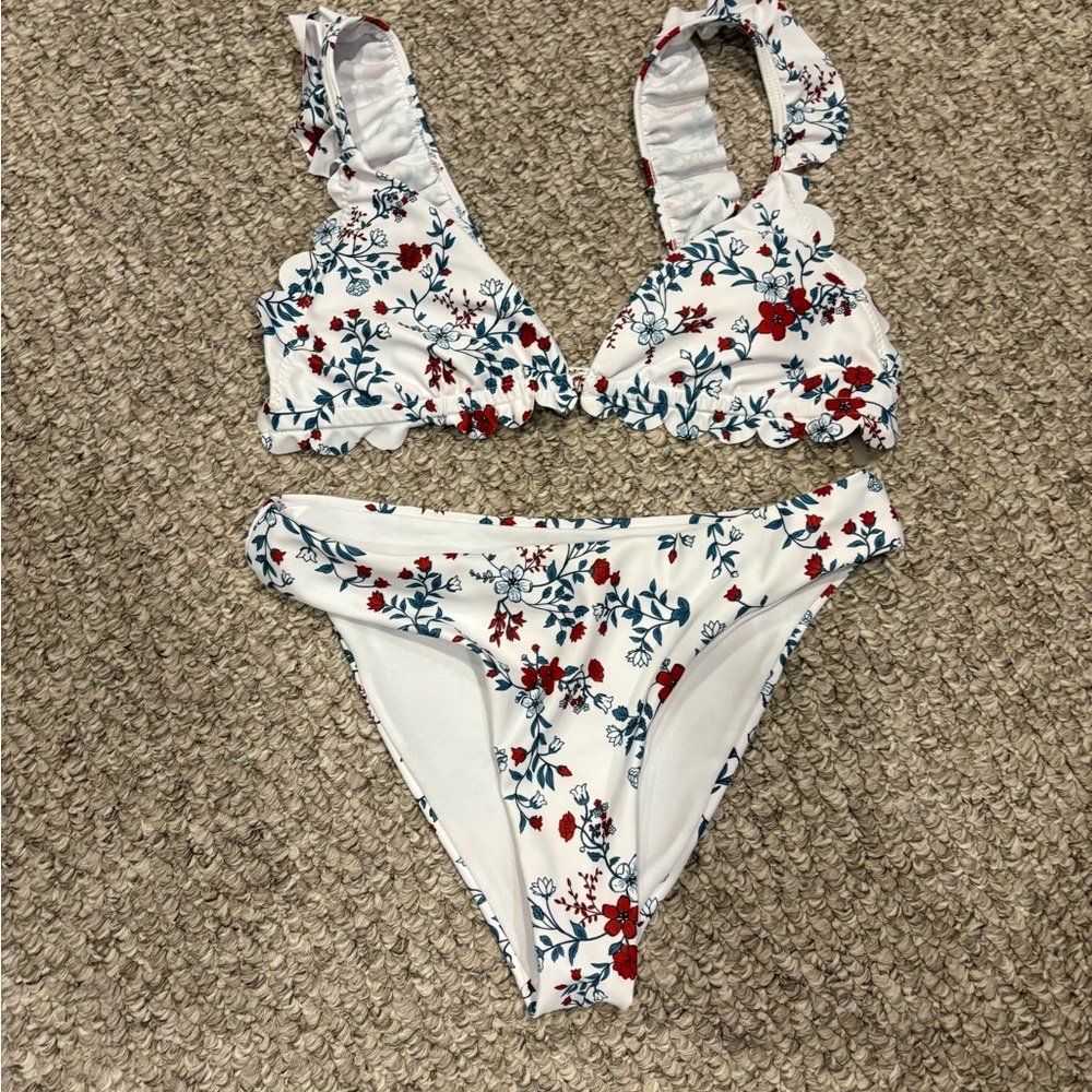 SHEIN Floral Bikini - White and Red